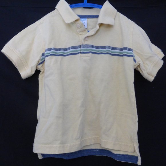 OLD NAVY, 3T, yellow polo top with stripes EUC